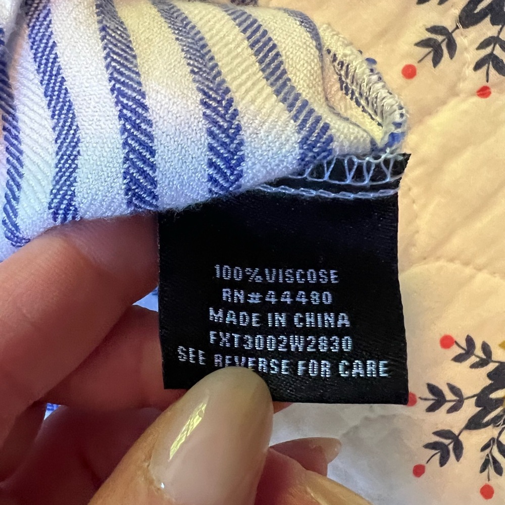 TINSEL Pocket Blue White Stripe Shirt Button Front Long Sleeve Loose Size M - Picture 9 of 9